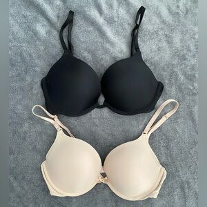 Victoria's Secret Black and Beige Push-Up Bra Set of Two Size 32D